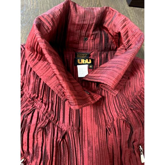 UBU Crinkled Pleated Lightweight jacket in Dark Red Boho Retro‎ M - Picture 13 of 13